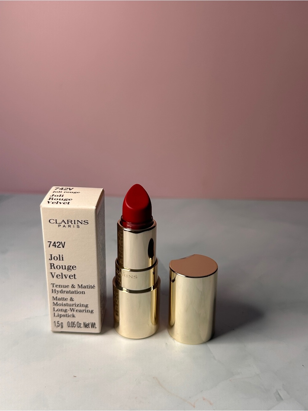 Clarins Joli Rouge Velvet Lipstick 742V - Classic Red mini Lipstick